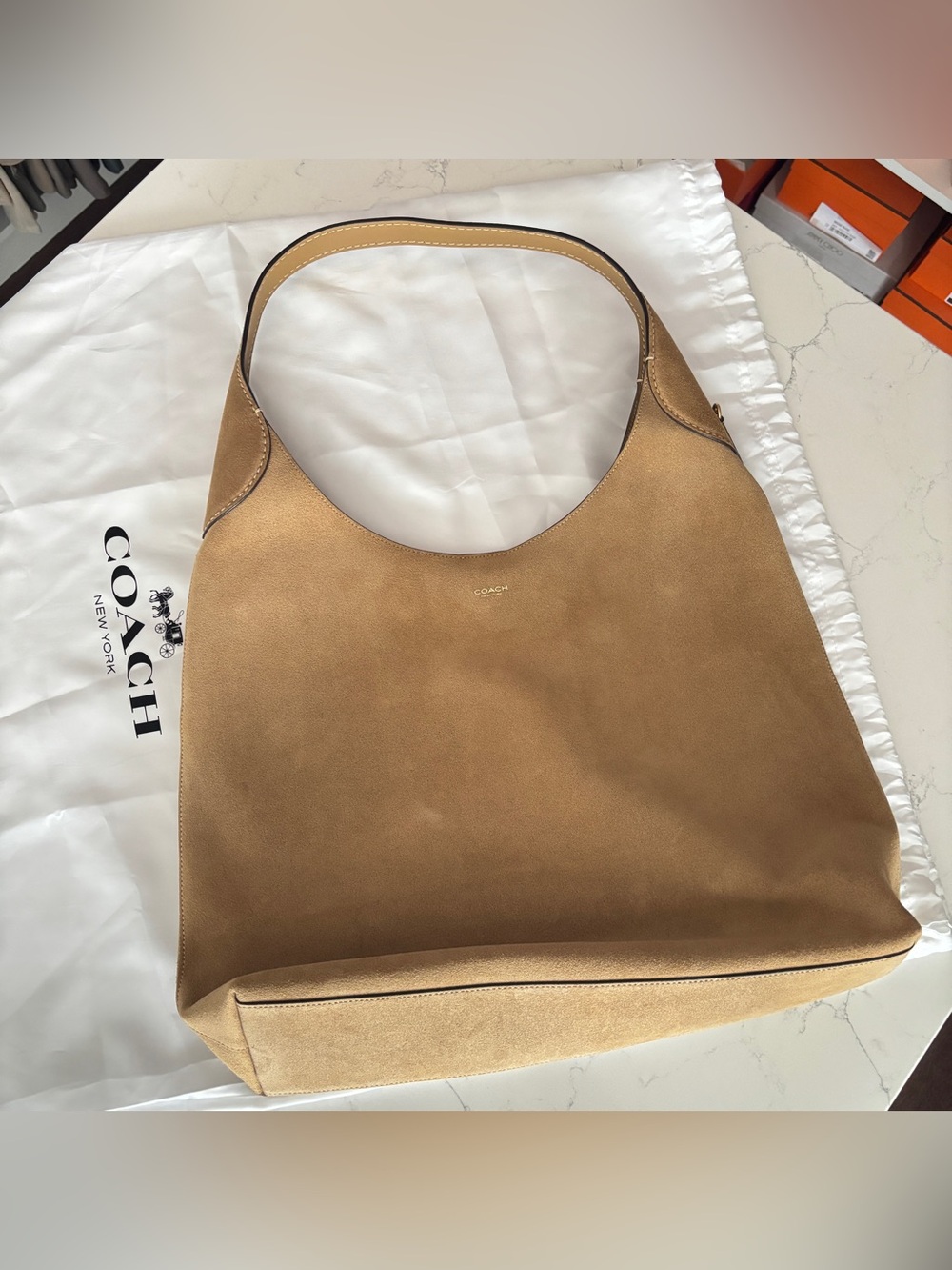 NWOT Coach Brooklyn Shoulder Bag 39 in Suede (Sand) CW636